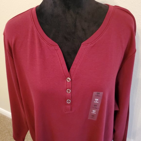 Karen Scott Tops - Karen Scott solid color long sleeve T-shirt women tops winter Size 3X .
